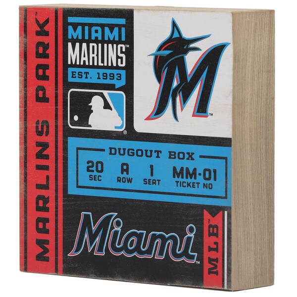 Miami Marlins Ticket MDF Block Wall Art Open Road Brands ShopORB